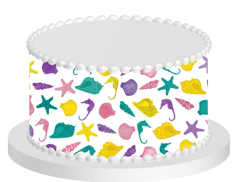 SeaShells Pastel Edible Printed Cake Decoration Frosting Sheets