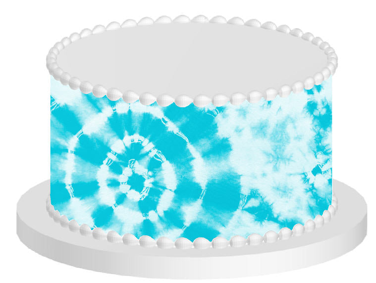 Blue and White Tie Dye Edible Printed Cake Decoration Frosting Sheets