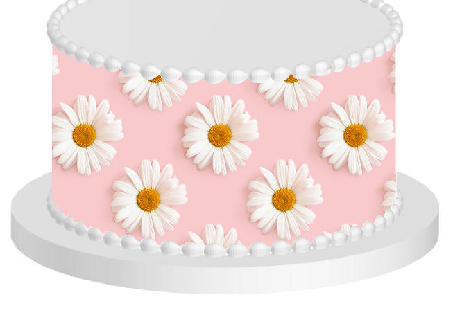 Daisy on Pink Edible Printed Cake Decoration Frosting Sheets