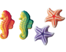 Sea Creatures Under the Sea Starfish Seahorse Edible Cake Cupcake Sugar Decorations -12ct