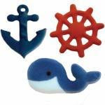 Nautical Whale Anchor Edible Dessert Toppers Cake Cupcake Sugar Icing Decorations -12ct