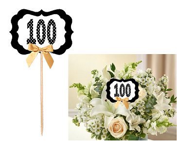 100th Birthday  - Anniversary Table Decoration Party Centerpiece Pick - Set of 6