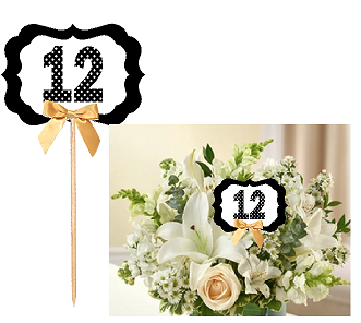 12th Birthday  - Anniversary Table Decoration Party Centerpiece Pick - Set of 6