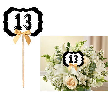 13th Birthday  - Anniversary Table Decoration Party Centerpiece Pick - Set of 6
