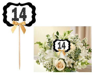 14th Birthday  - Anniversary Table Decoration Party Centerpiece Pick - Set of 6