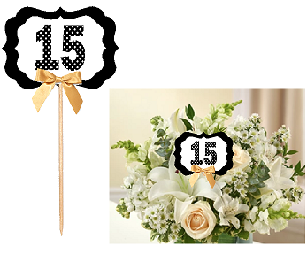 15th Birthday  - Anniversary Table Decoration Party Centerpiece Pick - Set of 6