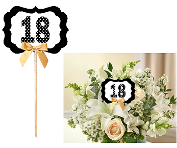 18th Birthday  - Anniversary Table Decoration Party Centerpiece Pick - Set of 6