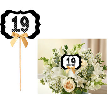 19th Birthday  - Anniversary Table Decoration Party Centerpiece Pick - Set of 6