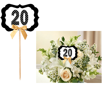 20th Birthday  - Anniversary Table Decoration Party Centerpiece Pick - Set of 6