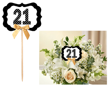 21st Birthday  - Anniversary Table Decoration Party Centerpiece Pick - Set of 6