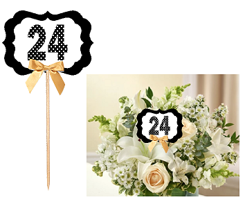 24th Birthday  - Anniversary Table Decoration Party Centerpiece Pick - Set of 6