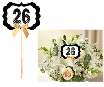 26th Birthday  - Anniversary Table Decoration Party Centerpiece Pick - Set of 6