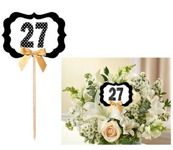 27th Birthday  - Anniversary Table Decoration Party Centerpiece Pick - Set of 6