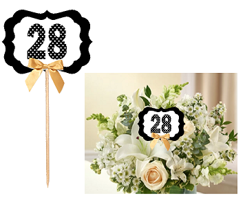 28th Birthday  - Anniversary Table Decoration Party Centerpiece Pick - Set of 6