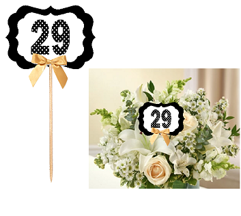 29th Birthday  - Anniversary Table Decoration Party Centerpiece Pick - Set of 6