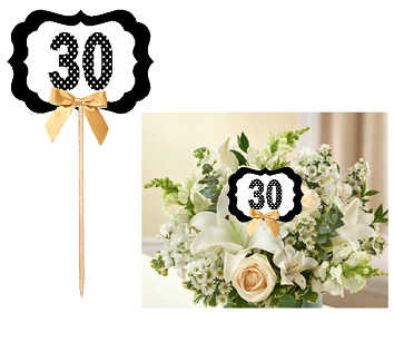 30th Birthday  - Anniversary Table Decoration Party Centerpiece Pick - Set of 6