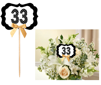 33rd Birthday  - Anniversary Table Decoration Party Centerpiece Pick - Set of 6