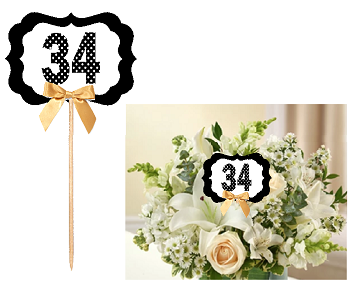 34th Birthday  - Anniversary Table Decoration Party Centerpiece Pick - Set of 6