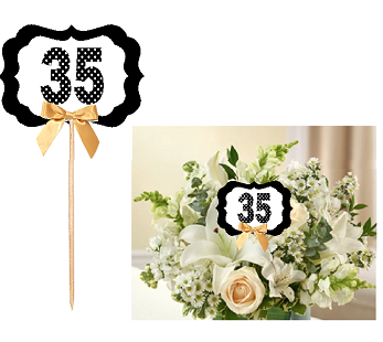 35th Birthday  - Anniversary Table Decoration Party Centerpiece Pick - Set of 6