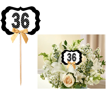 36th Birthday  - Anniversary Table Decoration Party Centerpiece Pick - Set of 6