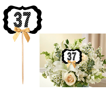 37th Birthday  - Anniversary Table Decoration Party Centerpiece Pick - Set of 6