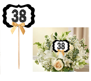 38th Birthday  - Anniversary Table Decoration Party Centerpiece Pick - Set of 6