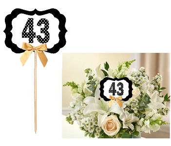 43rd Birthday  - Anniversary Table Decoration Party Centerpiece Pick - Set of 6