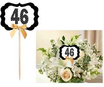 46th Birthday  - Anniversary Table Decoration Party Centerpiece Pick - Set of 6