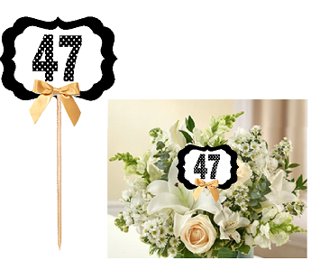 47th Birthday  - Anniversary Table Decoration Party Centerpiece Pick - Set of 6