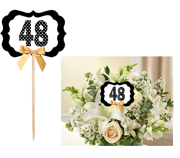 48th Birthday  - Anniversary Table Decoration Party Centerpiece Pick - Set of 6