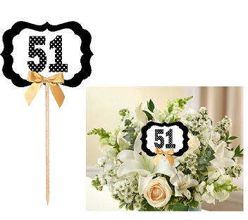 51st Birthday  - Anniversary Table Decoration Party Centerpiece Pick - Set of 6