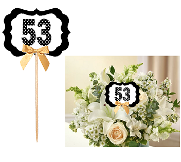 53rd Birthday  - Anniversary Table Decoration Party Centerpiece Pick - Set of 6