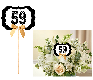 59th Birthday  - Anniversary Table Decoration Party Centerpiece Pick - Set of 6
