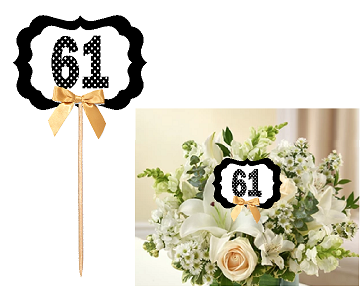 61st Birthday  - Anniversary Table Decoration Party Centerpiece Pick - Set of 6