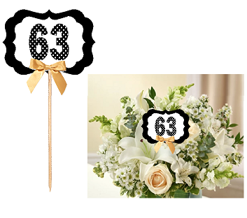 63rd Birthday  - Anniversary Table Decoration Party Centerpiece Pick - Set of 6