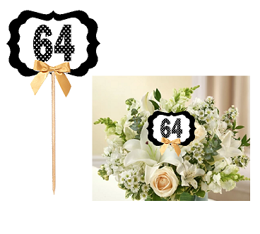 64th Birthday  - Anniversary Table Decoration Party Centerpiece Pick - Set of 6