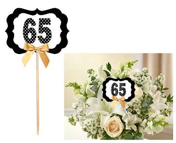 65th Birthday  - Anniversary Table Decoration Party Centerpiece Pick - Set of 6