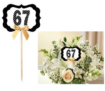 67th Birthday  - Anniversary Table Decoration Party Centerpiece Pick - Set of 6