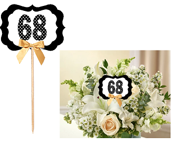 68th Birthday  - Anniversary Table Decoration Party Centerpiece Pick - Set of 6