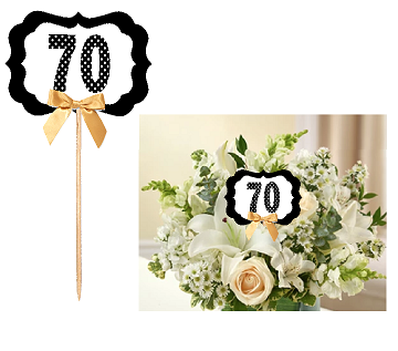 70th Birthday  - Anniversary Table Decoration Party Centerpiece Pick - Set of 6