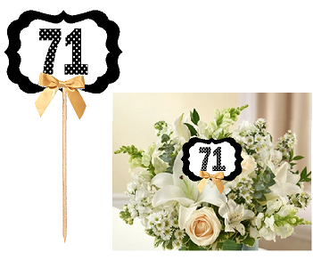 71st Birthday  - Anniversary Table Decoration Party Centerpiece Pick - Set of 6