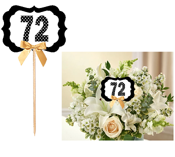 72nd Birthday  - Anniversary Table Decoration Party Centerpiece Pick - Set of 6