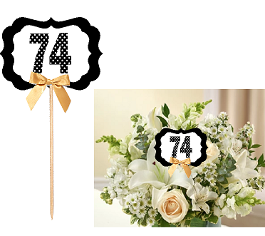 74th Birthday  - Anniversary Table Decoration Party Centerpiece Pick - Set of 6