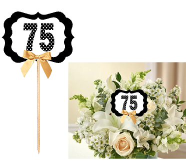 75th Birthday  - Anniversary Table Decoration Party Centerpiece Pick - Set of 6