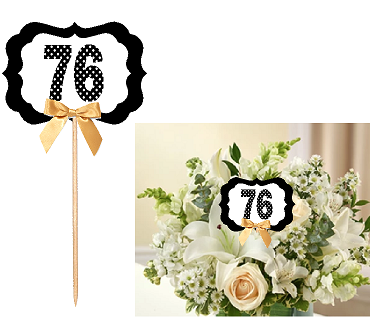76th Birthday  - Anniversary Table Decoration Party Centerpiece Pick - Set of 6