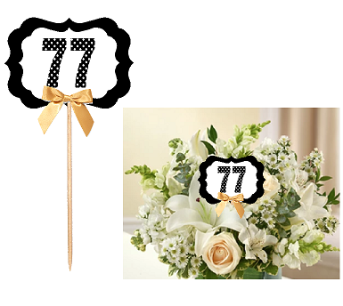 77th Birthday  - Anniversary Table Decoration Party Centerpiece Pick - Set of 6