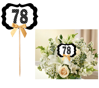 78th Birthday  - Anniversary Table Decoration Party Centerpiece Pick - Set of 6