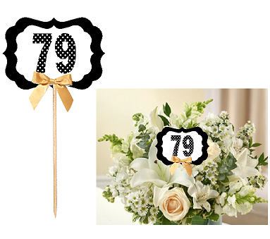 79th Birthday  - Anniversary Table Decoration Party Centerpiece Pick - Set of 6