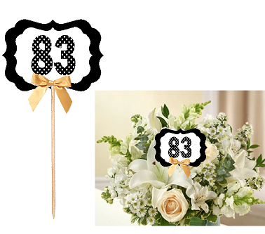 83rd Birthday  - Anniversary Table Decoration Party Centerpiece Pick - Set of 6