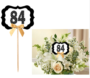 84th Birthday  - Anniversary Table Decoration Party Centerpiece Pick - Set of 6